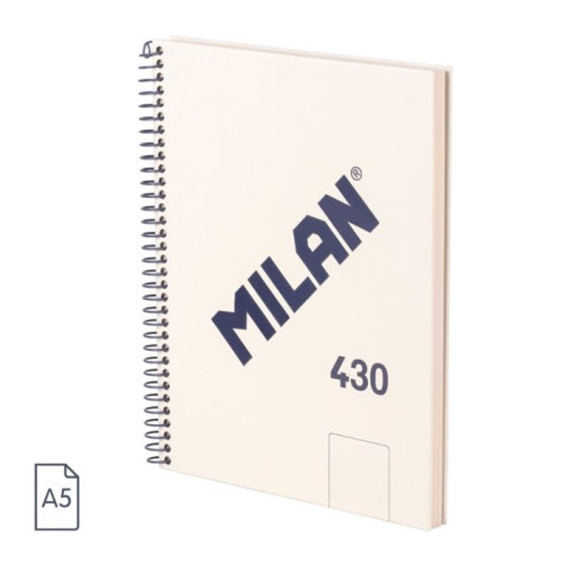 CUADERNO A5 CON ESPIRAL Y TAPA DURA, 80 HOJAS BLANCAS DE 95 GR/M, COLECCIÓN 430 SINCE 1918, BEIGE MILAN 57151E80BG