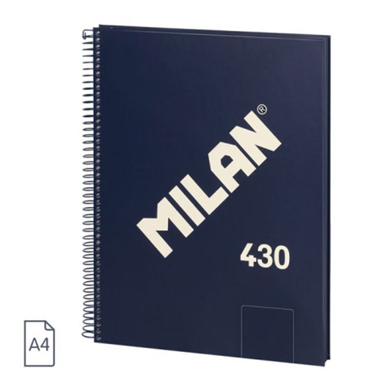 CUADERNO A4 CON ESPIRAL Y TAPA DURA, 80 HOJAS BLANCAS DE 95 GR/M, COLECCIÓN 430 SINCE 1918, AZUL MILAN 57141E80B