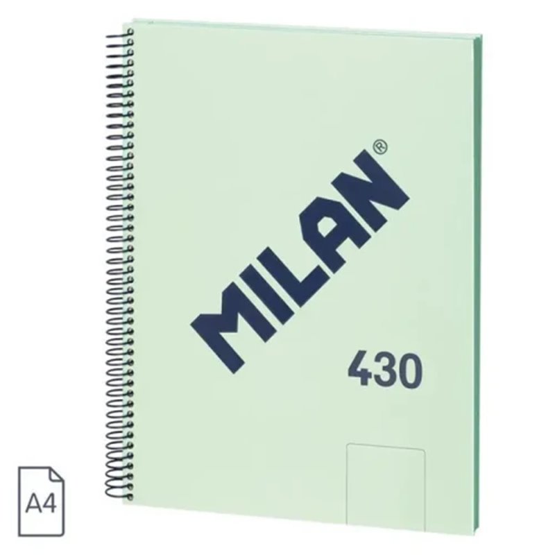 CUADERNO A4 CON ESPIRAL Y TAPA DURA, 80 HOJAS BLANCAS DE 95 GR/M, COLECCIÓN 430 SINCE 1918, VERDE MILAN 57141E80GR