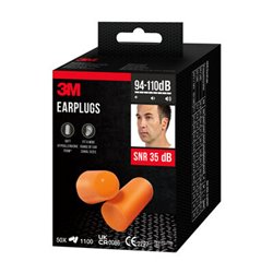 PACK 50 PARES TAPONES OIDO 1100 SNR-35DB EN BOLSAS INDIVIDUALES ESPUMA POLIURETANO 1100-50 3M 7100334748