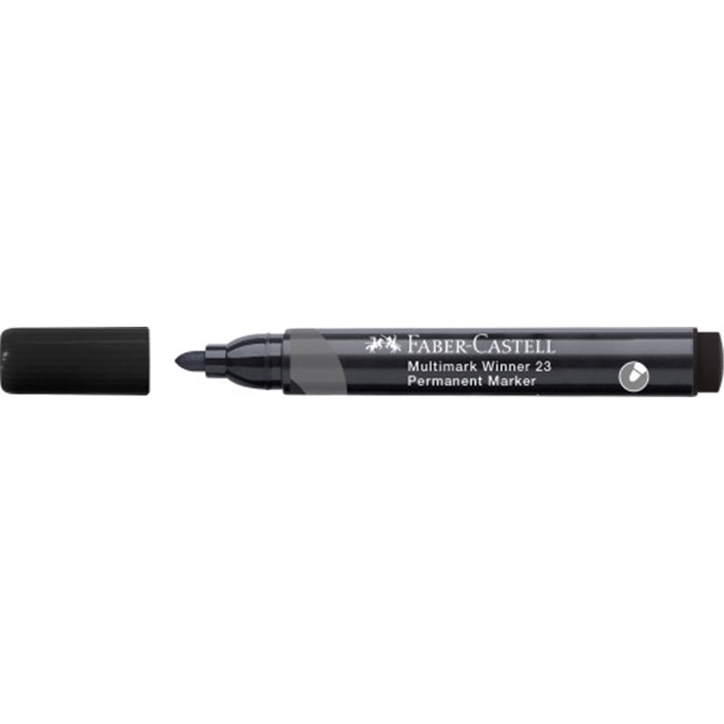 MARCADOR MULTIMARK WINNER 23 NEGRO PUNTA CÓNICA Y SIN CLIP FABER CASTELL 453397