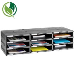 MÓDULO SOSTENIBLE DE CLASIFICACIÓN 9 COMPARTIMENTOS 360X900X240 MM COLOR NEGRO ARCHIVO 2000 6533 NE