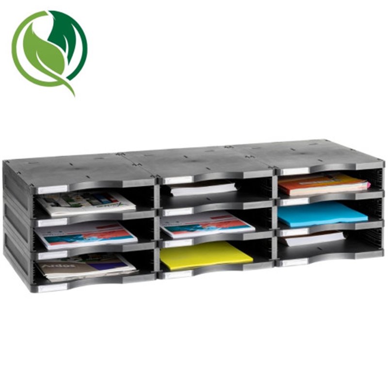 MÓDULO SOSTENIBLE DE CLASIFICACIÓN 9 COMPARTIMENTOS 360X900X240 MM COLOR NEGRO ARCHIVO 2000 6533 NE