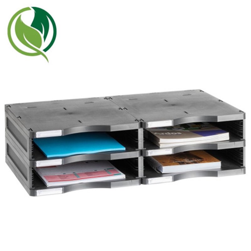 MÓDULO SOSTENIBLE DE CLASIFICACIÓN 4 COMPARTIMENTOS 360X600X165 MM. COLOR NEGRO ARCHIVO 2000 6522 NE