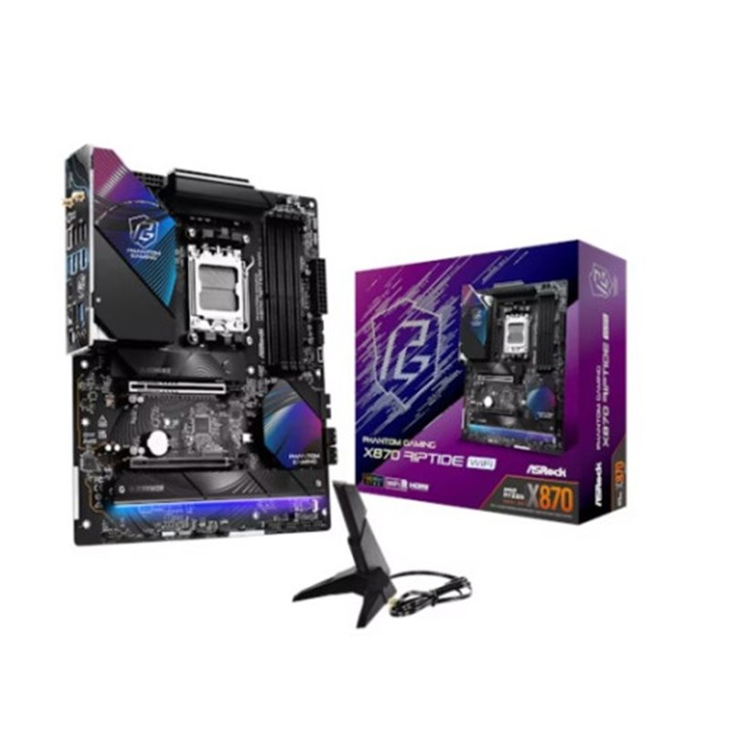 PLACA ASROCK X870 RIPTIDE WIFI,AMD,AM5,X870,4DDR5,256GB,2USB4+HDMI,4SATA3,3M.2,2USB4,9USB3.2,1USB TYPE-C,LAN2.5GB,WIFI7+BT,ATX