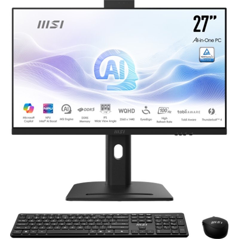 MSI AIO MODERN AM273Q AI 1UM-055ES. 27” IPS 2560x1440 (WQHD) 100HZ. INTEL ULTRA 7 155H. INTEL IRIS XE GRAPHICS.DDR5 32GB (16G*2)