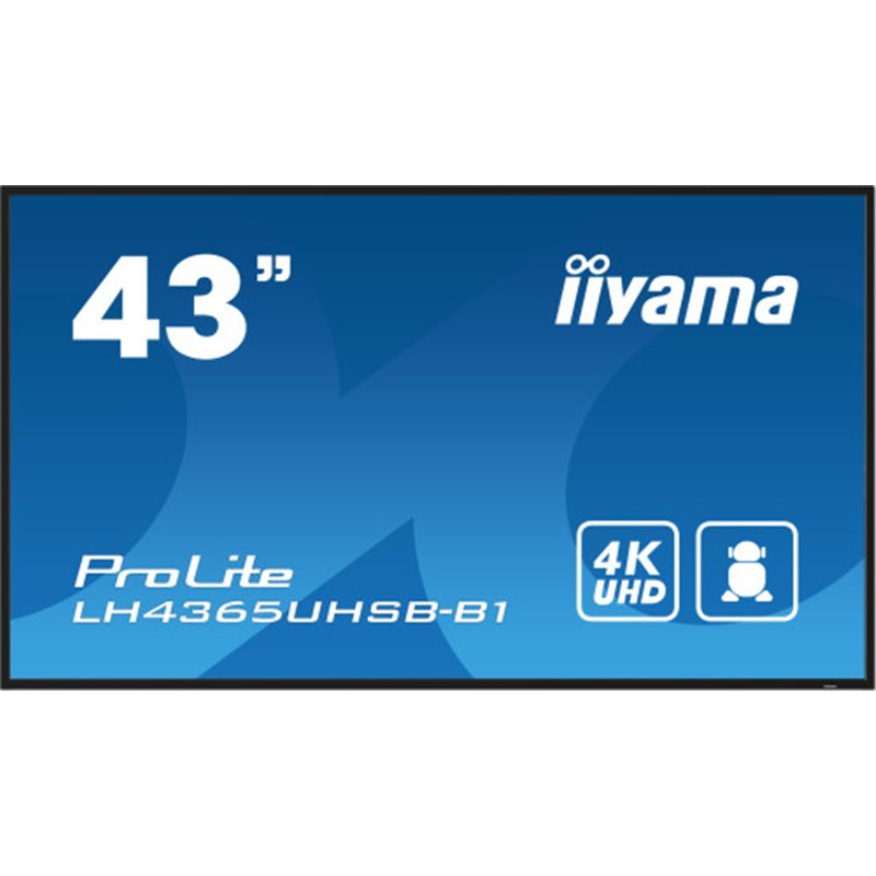 iiyama LH4365UHSB-B1 pantalla de señalización Diseño de quiosco 108 cm (42.5") LED Wifi 800 cd / m² 4K Ultra HD Negro Procesador