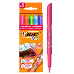 ESTUCHE TATTOO 5 ROTULADORES ESPECIAL TATOO+10 PLANTILLAS TATOO  BIC 516874