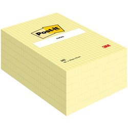 BLOC 100 HOJAS NOTAS GRANDES ADHESIVAS 101X152MM CANARY YELLOW CUADRÍCULA 662N POST-IT 7100172739