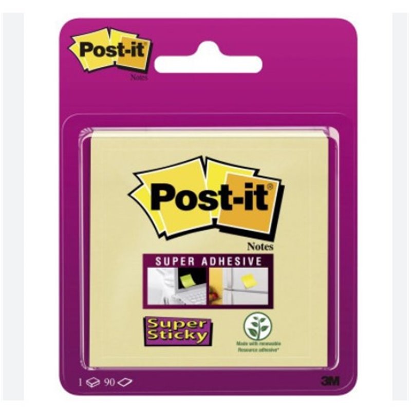 BLISTER BLOC 90 HOJAS NOTAS ADHESIVAS 76X76MM SUPER STICKY 654 CANARY YELLOW 6920SS-CY-EU POST-IT 7100172338
