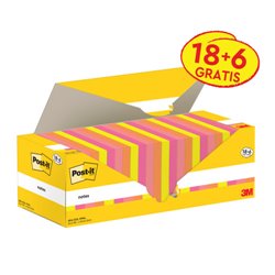 PACK 18+6 BLOCS 100 HOJAS NOTAS ADHESIVAS 76X76MM COLORES SURTIDOS CAJA CARTÓN 654-COL-VP24 POST-IT 7100317837