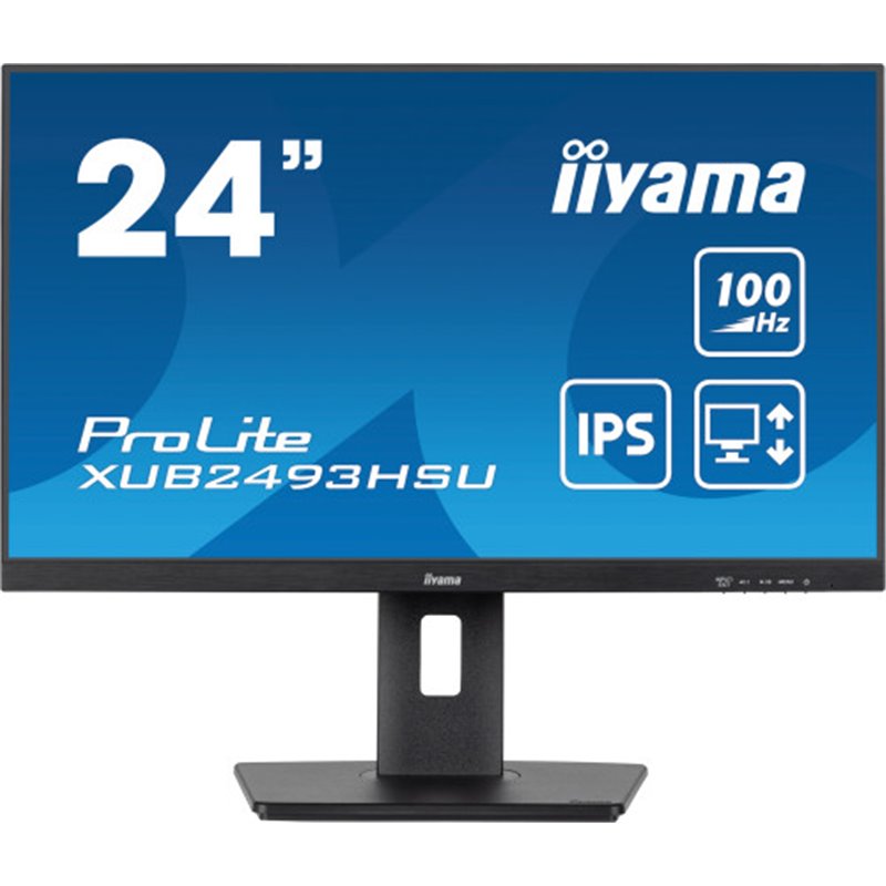 MONITOR IIYAMA 24" PROLITE XUB2493HSU-B6, IPS, 100HZ, 1MS, USB, HDMI, DISPLAYPORT, ALT 2x2W, ALTU, GIRO, INCLI, PIVOT