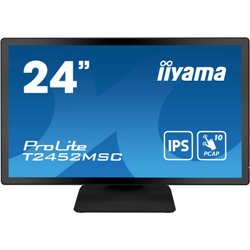 MONITOR IIYAMA 24" TACTIL CAPACITIVO T2452MSC-B1, IPS, 14 MS, HDMI, USB, DISPLAYPORT, ALT, REG INCL 90º, VESA 100 x 100