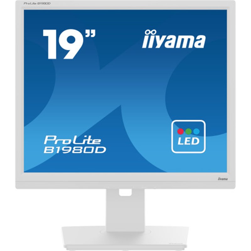 MONITOR IIYAMA 19" B1980D-W5, 1280 x 1024, 60HZ, 5 MS, VGA, DVI, REG ALT, GIRO, INCL, PIVOT, BLANCO