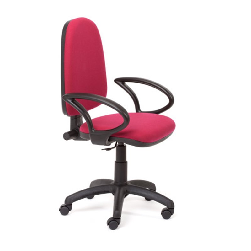 SILLA OPERATIVA TAPIZADA TELA GRANATE CON APOYABRAZOS ROCADA RD930/2+956