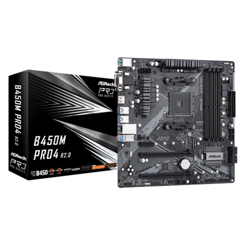 Asrock B450M Pro4 R2.0 AMD B450 Zócalo AM4 micro ATX