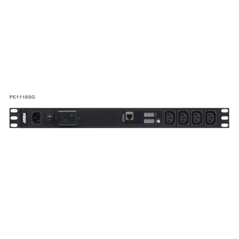 ATEN 18-OUTLET 1U PDU WITH CURRENT & VOLTAGE LCD DISPLAY, OVERCURRENT AND SURGE PROTECTION (10A) (16X C13) (PE1118SG-AT-G)