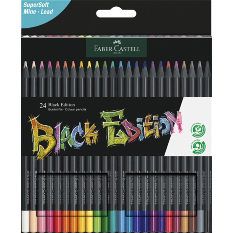 ESTUCHE 24 LÁPICES DE COLORES BLACK EDITION. FABER CASTELL 116424
