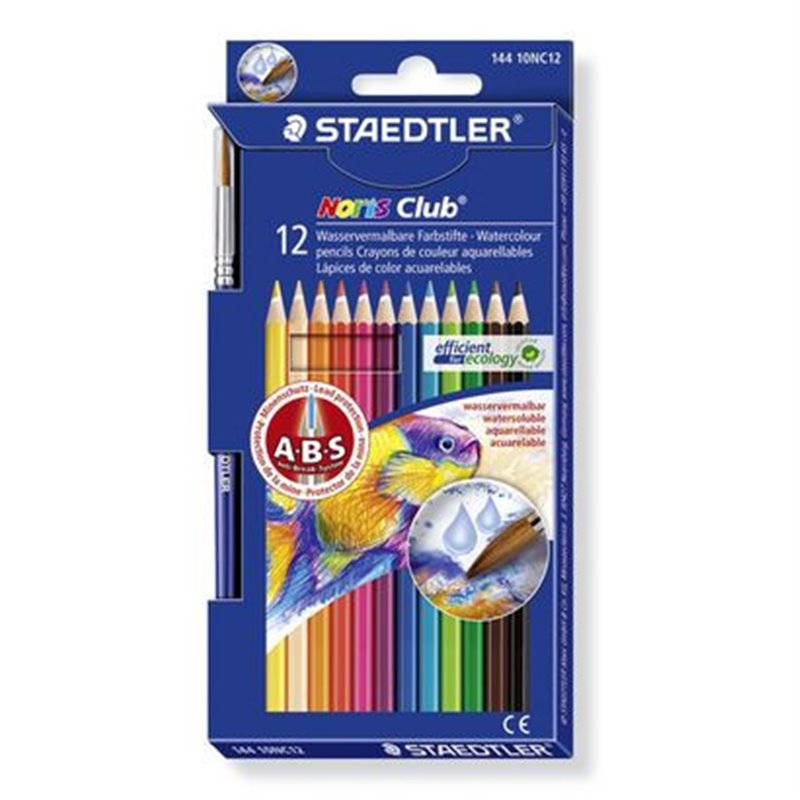 LÁPICES COLOR NORIS AQUARELL 144 10, ESTUCHE 12 PZAS STAEDTLER 144 10NC12