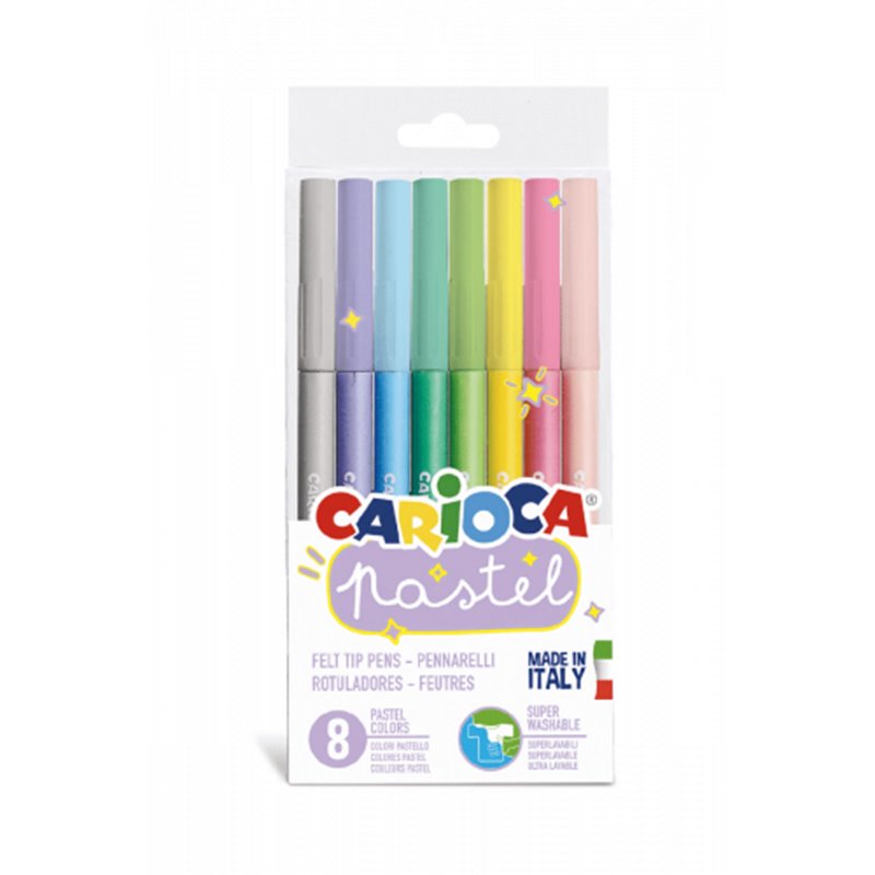 CAJA PVC 8 ROTULADORES PASTEL CARIOCA 43032