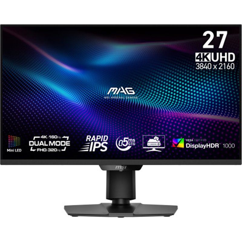 MSI MONITOR MAG 274UPDF E16M. 27" RAPID VA MINI-LED PLANO. 3840X2160. 160HZ. NEGRO