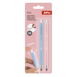 PACK 2 LAPICES RETRACTIL INFINITO AZUL/ROSA APLI 20066
