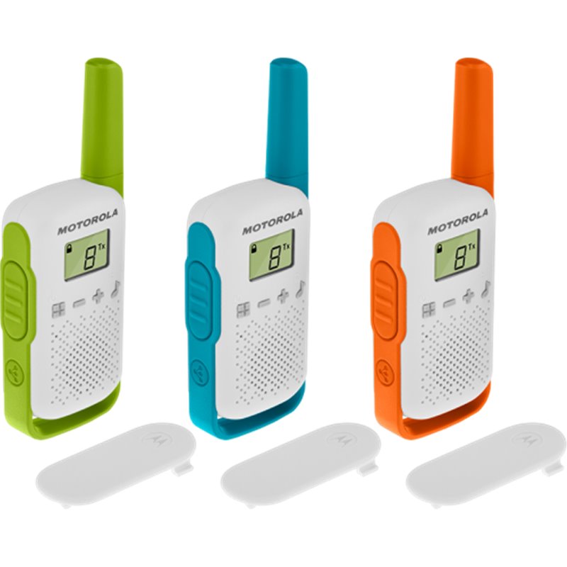 PACK 3 WALKIE TALKIE T42 VERDE/AZUL/NARANJA T42 MOTOROLA 59T42TRIPLEPACK