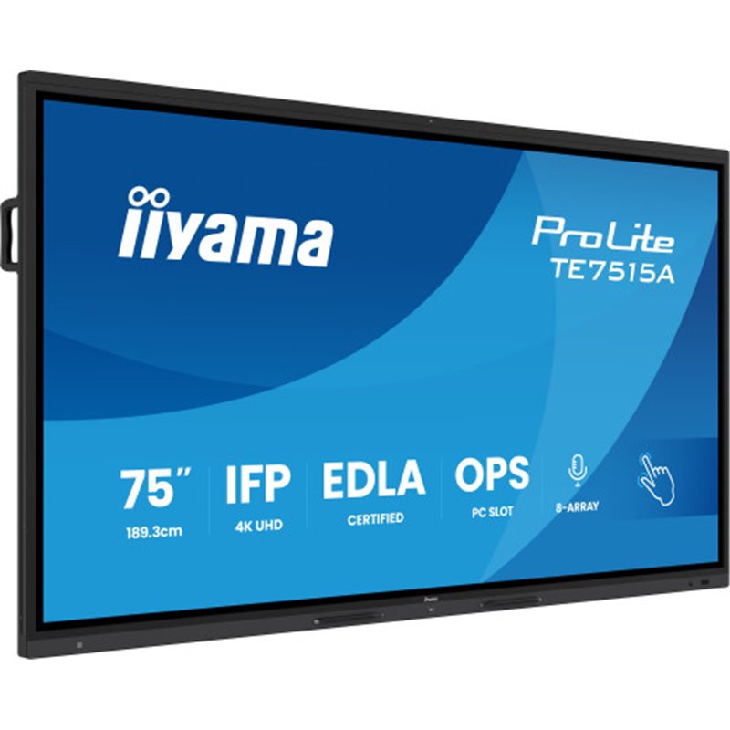 PANTALLA INTERACTIVA 75" EDLA, ANDROID 14, 16/128GB UHD IPS, MM 2X 20W  + 20W SUBWR, 2X HDMI, DP , 1X USB-C,  550CD/M, HORIZ , M