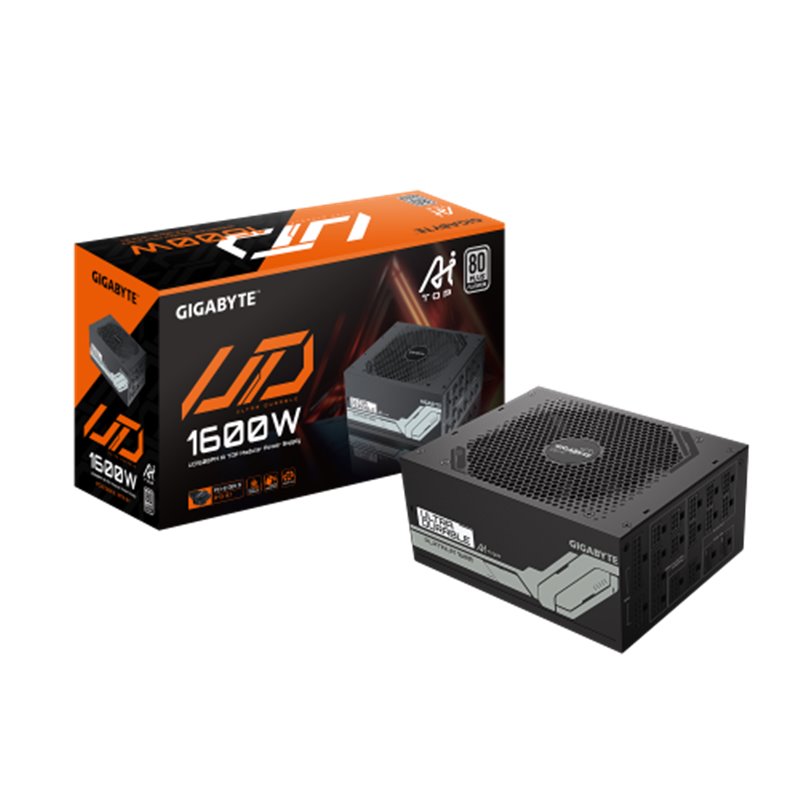 GIGABYTE UD1600PM PG5 AI TOP Fuente de Alimentación - PCIe 5.0, 80 PLUS Platinum, Diseño totalmente modular, Ventilador de 120 m