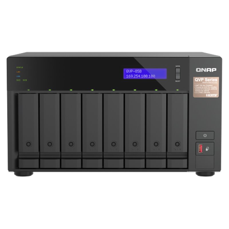 QNAP QVP-85B servidor de almacenamiento NAS Torre Intel® Core™ i5 32 GB DDR4 Unidad de disco duro QVR Pro Negro