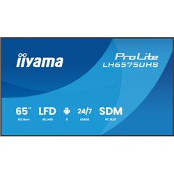 MONITOR IIYAMA 65" (LH6575UHS-B1AG)3840X2160, UHD IPS PANEL, OPERACION 24/7 500CD/M, LANDSCAPE PORTRAIT, SIGNAL FAILOVER, SPEAKE