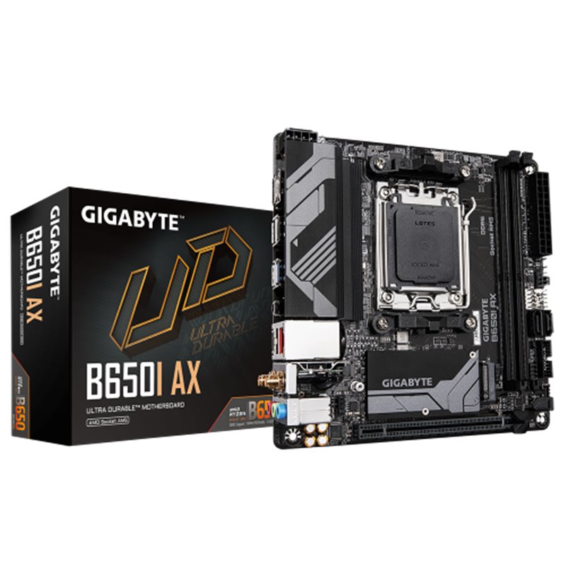 GIGABYTE B650I AX Placa base - AMD Ryzen serie 9000, VRM de 5+2+1 fases, hasta 6400 MHz DDR5 (OC), 1xPCIe 4.0 M.2, LAN 2,5 GbE, 