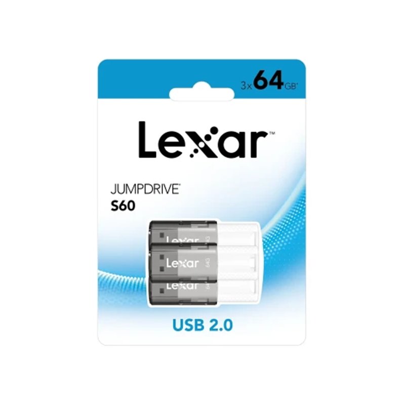 LEXAR JUMPDRIVE S60 USB 2.0 FLASH DRIVE 3 PACK 64GB