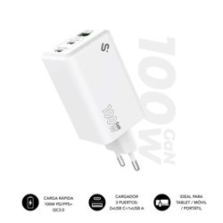 SUBBLIM CARGADOR GAN 100W CHARGER USB C+C+A