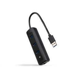 NANOCABLE HUB USB3.0 3xUSB3.0+RJ45 USB-A/M-RJ45/H NEGRO 15CM