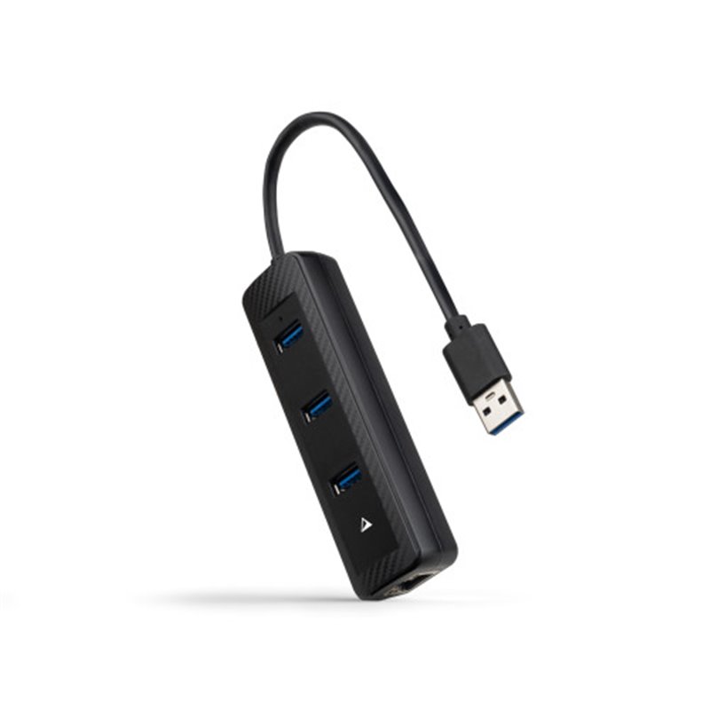 NANOCABLE HUB USB3.0 3xUSB3.0+RJ45 USB-A/M-RJ45/H NEGRO 15CM