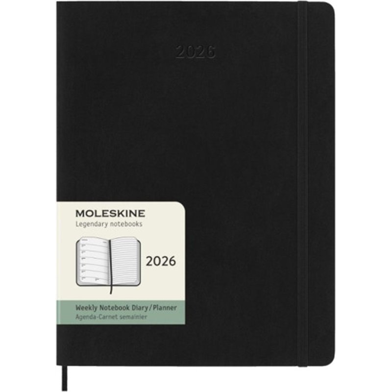 AGENDA 2026 TAPA BLANDA 12 MESES SEMANAL XL (19 X 25 CM) NEGRA MOLESKINE DSB12WN4Y26