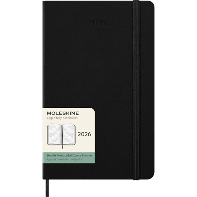 AGENDA 2026 TAPA DURA 12 MESES SEMANAL HORIZONTAL L (13 X 21 CM) NEGRA MOLESKINE DHB12WH3Y26