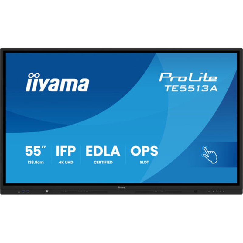 PANTALLA INTERACTIVA 55" EDLA, ANDROID 14, 8/128GB UHD IPS, MM 2X 20W  + 20W SUBWR, 2X HDMI, DP , 2X USB-C,  450CD/M, HORIZ , ME