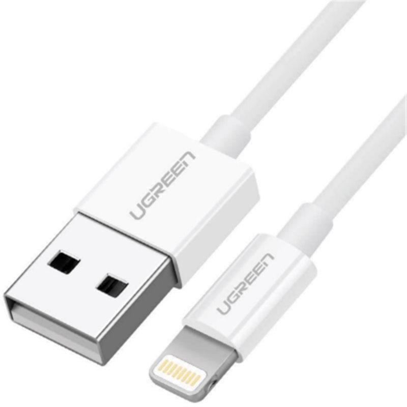 Ugreen cable USB 2.0 A lightning 2m, 5V/2.4A iPhone 7 / 7plus / 6S/ 6 / 6 Plus, iPhone 5s/5c/5, iPad Mini/Mini 2, iPad 1 m Blanc