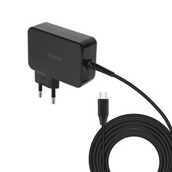TooQ Cargador de portátil GAN USB-C PD 100W, Negro