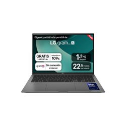 LG Gram 16ZD90T Intel Core Ultra 7 255H Portátil 40,6 cm (16") WQXGA 16 GB LPDDR5x-SDRAM 1 TB SSD Wi-Fi 7 (802.11be) FreeDOS Neg