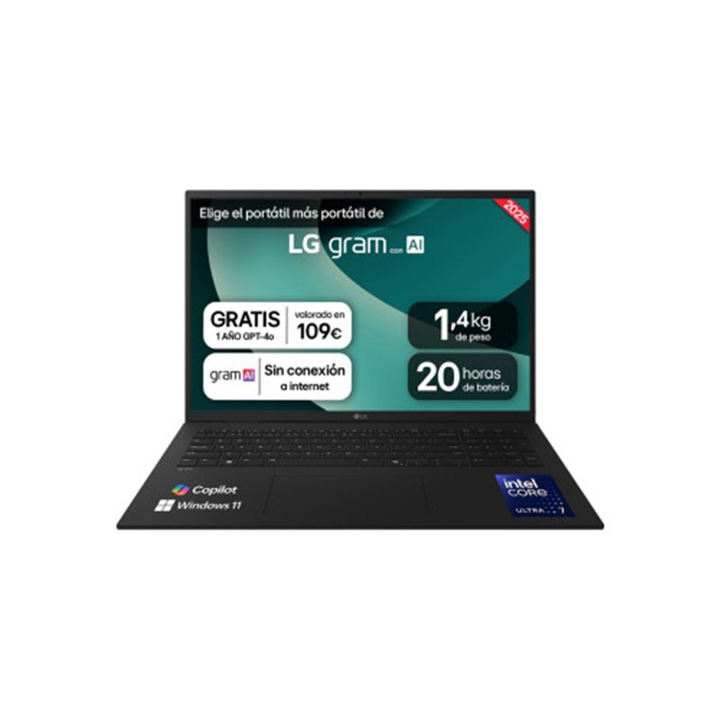 LG 17Z90T-G.AA78B ordenador portatil Intel Core Ultra 7 255H Portátil 43,2 cm (17") WQXGA 16 GB LPDDR5x-SDRAM 1 TB Unidad de dis