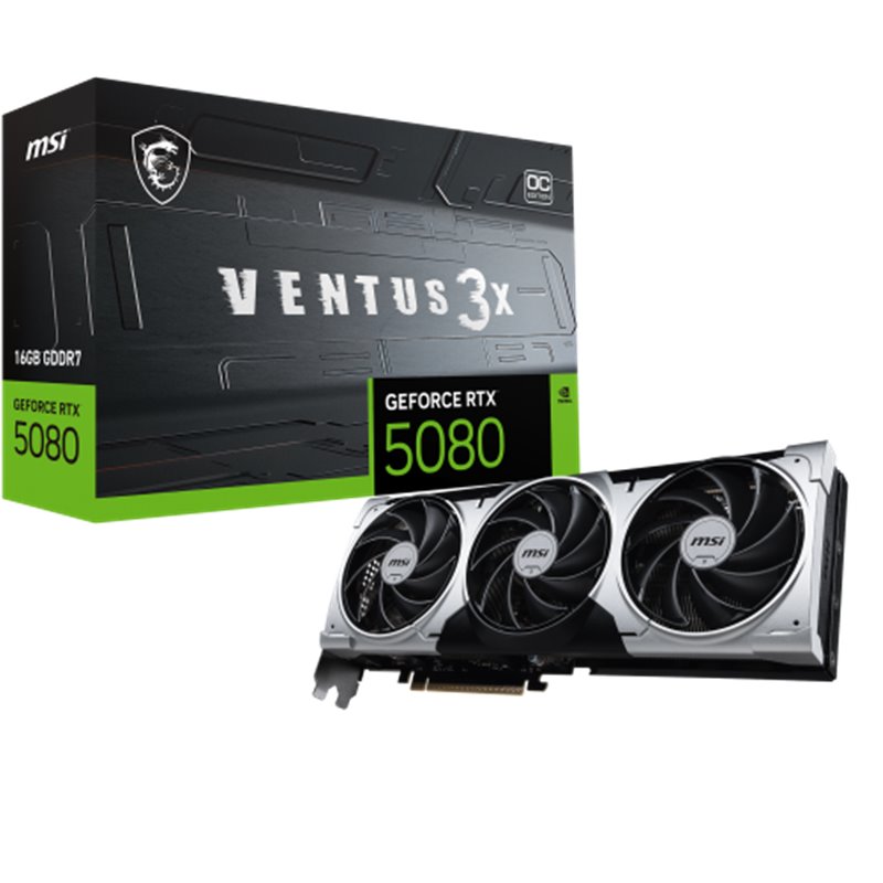 MSI VENTUS GEFORCE RTX 5080 16G 3X OC PLUS tarjeta gráfica NVIDIA 16 GB GDDR7