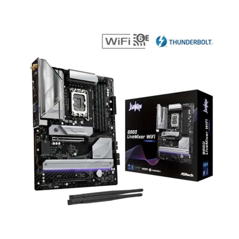 PLACA ASROCK B860 LIVEMIXER WIFI,INTEL,1851,B860,4DDR5,USB 10GBPS,WIFI,ATX