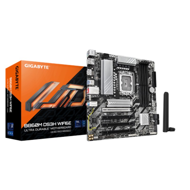 GIGABYTE B860M DS3H WIFI6E Placa base - CPUs Intel Core Ultra, VRM de 5+1+2+1 fases, hasta 9066MHz DDR5, 1xPCIe 5.0 + 1xPCIe 4.0