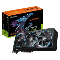 GIGABYTE AORUS GeForce RTX 5070 MASTER 12G Tarjeta Gráfica - 12GB GDDR7, 192 bits, PCI-E 5.0, XXXX MHz Core Clock, 3 x DP 2.1a, 