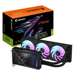GIGABYTE AORUS GeForce RTX 5080 XTREME WATERFORCE 16G Tarjeta Gráfica - 16GB GDDR7, 256 bits, PCI-E 5.0, 2805MHz Core Clock, 3 x