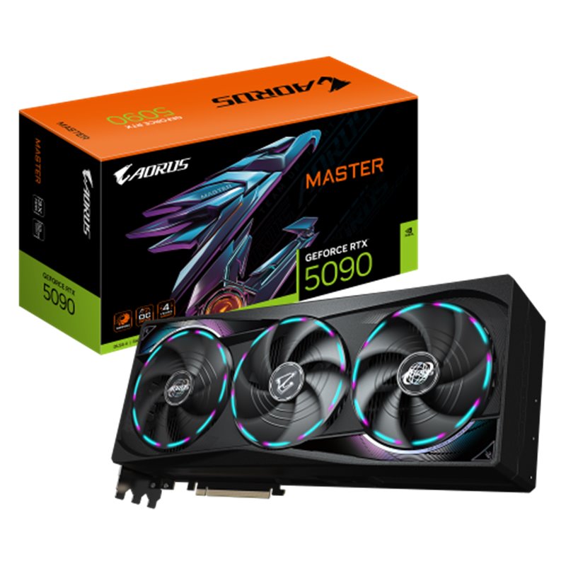 GIGABYTE AORUS GeForce RTX 5090 MASTER 32G Tarjeta Gráfica - 32GB GDDR7, 512 bits, PCI-E 5.0, 2655MHz Frecuencia Base, 3 x DP 2.