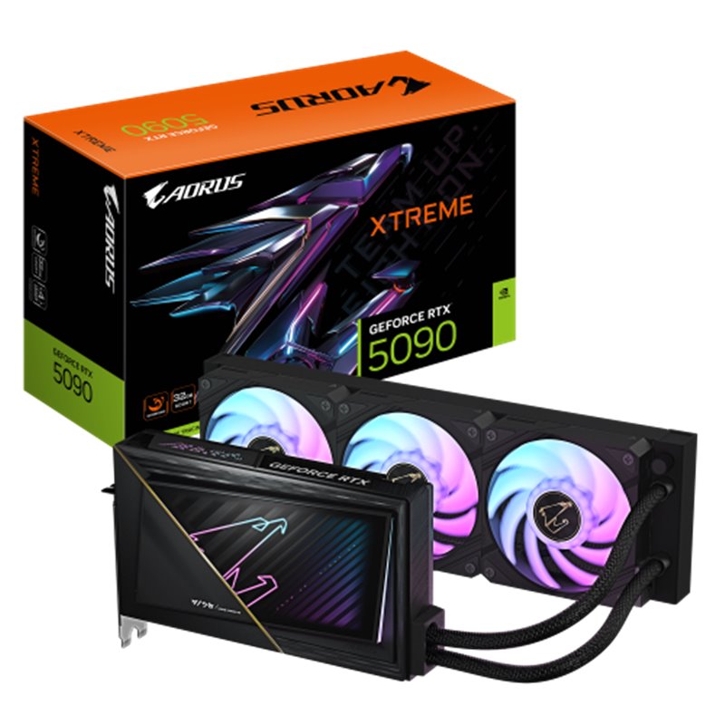 GIGABYTE AORUS GeForce RTX 5090 XTREME WATERFORCE 32G Tarjeta Gráfica - 32 GB GDDR7, 512 bits, PCI-E 5.0, 2655 MHz Frecuencia Ba